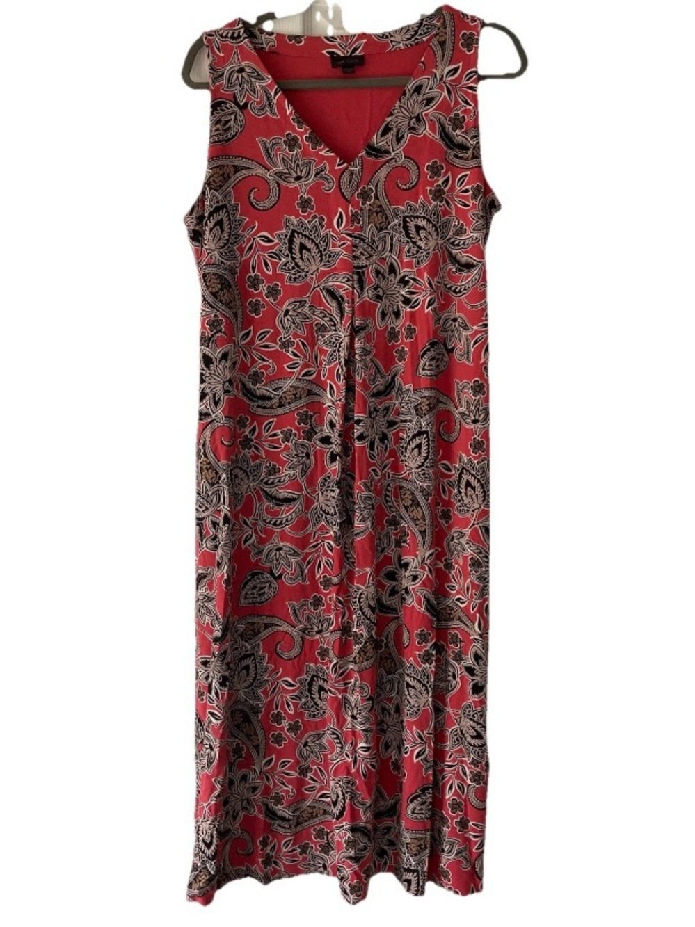 J. Jill Wearever Women's Large Petite Coral Pink Paisley Floral Maxi Dress
